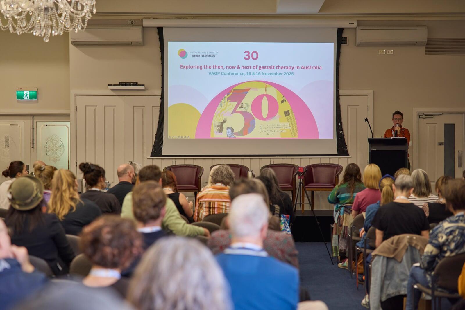 Wide view of participants gathered for the VAGP “30” conference plenary